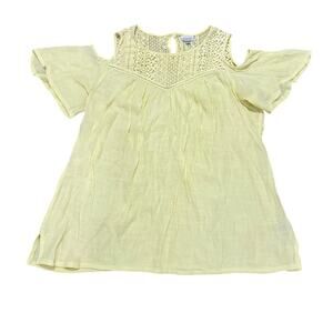 Avenue Yellow Cold Shoulder‎ Lace Yoke Blouse Top Size 18/20 (US 2XL)